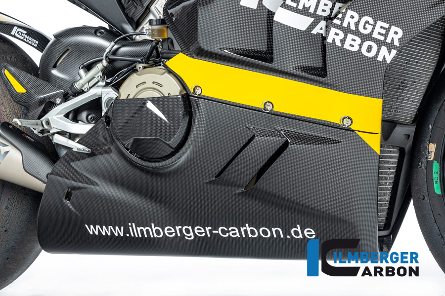 Ilmberger Carbon Lower Fairing Panel for Low Exhaust, Racing, Glossy, Ducati Panigale V4, V4S 2022-