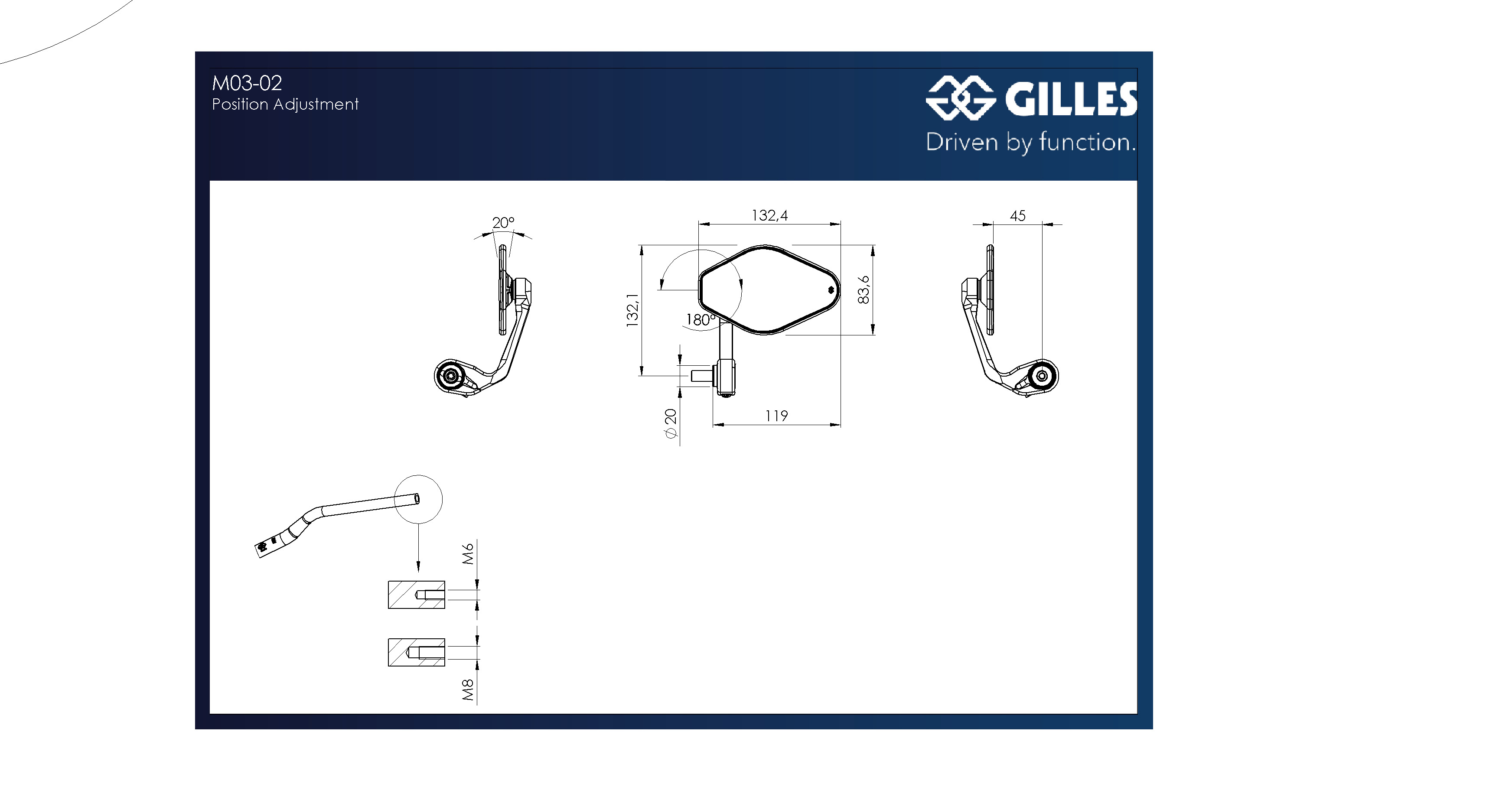 Gilles STRATOS handlebar bar end mirror symmetrical, black