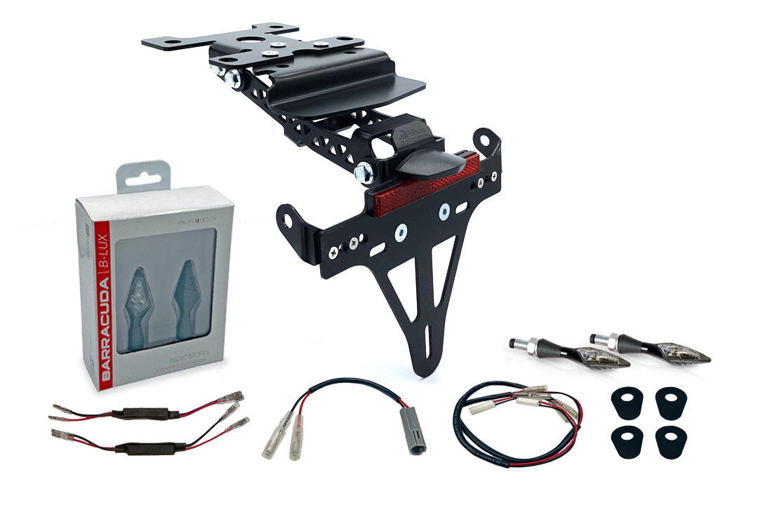 alpha Technik Licence Plate Holder-flasher light, turn signal-Kit X-LED (fronte + rear) for Yamaha Tenere 700 from Model Year 2019