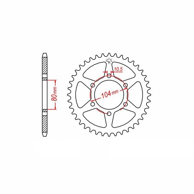 rear sprocket Steel, 34 Teeth, Pitch 630