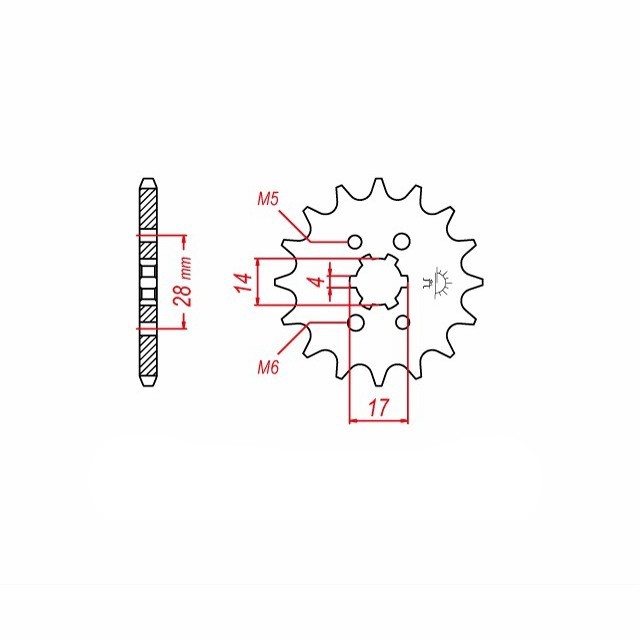 Sprocket, 14 Teeth, Pitch 428