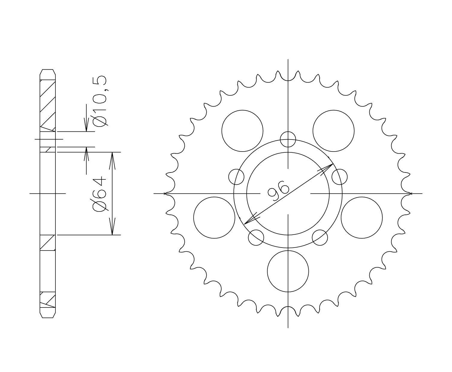 rear sprocket Aluminium, HONDA/KAWA Z-44