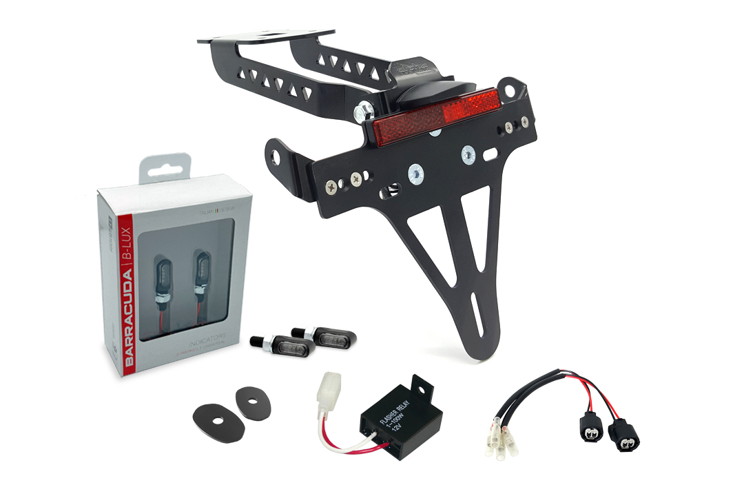 alpha Technik number plate holder-flasher light, turn signal-kit M-LED (front + rear) for Kawasaki Z650 and Ninja 650 Type: ER650K / EX650M from model year 2020