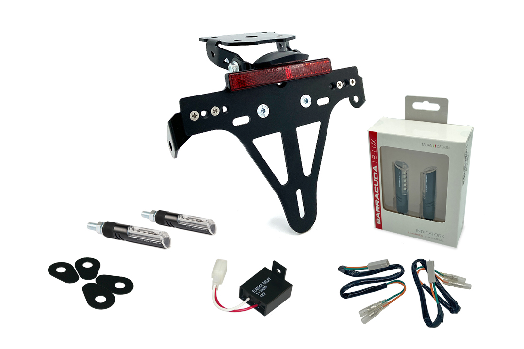 Number plate holder-flasher light, turn signal-Kit IDEA (fronte + rear) for Kawasaki Z800 from model year 2013