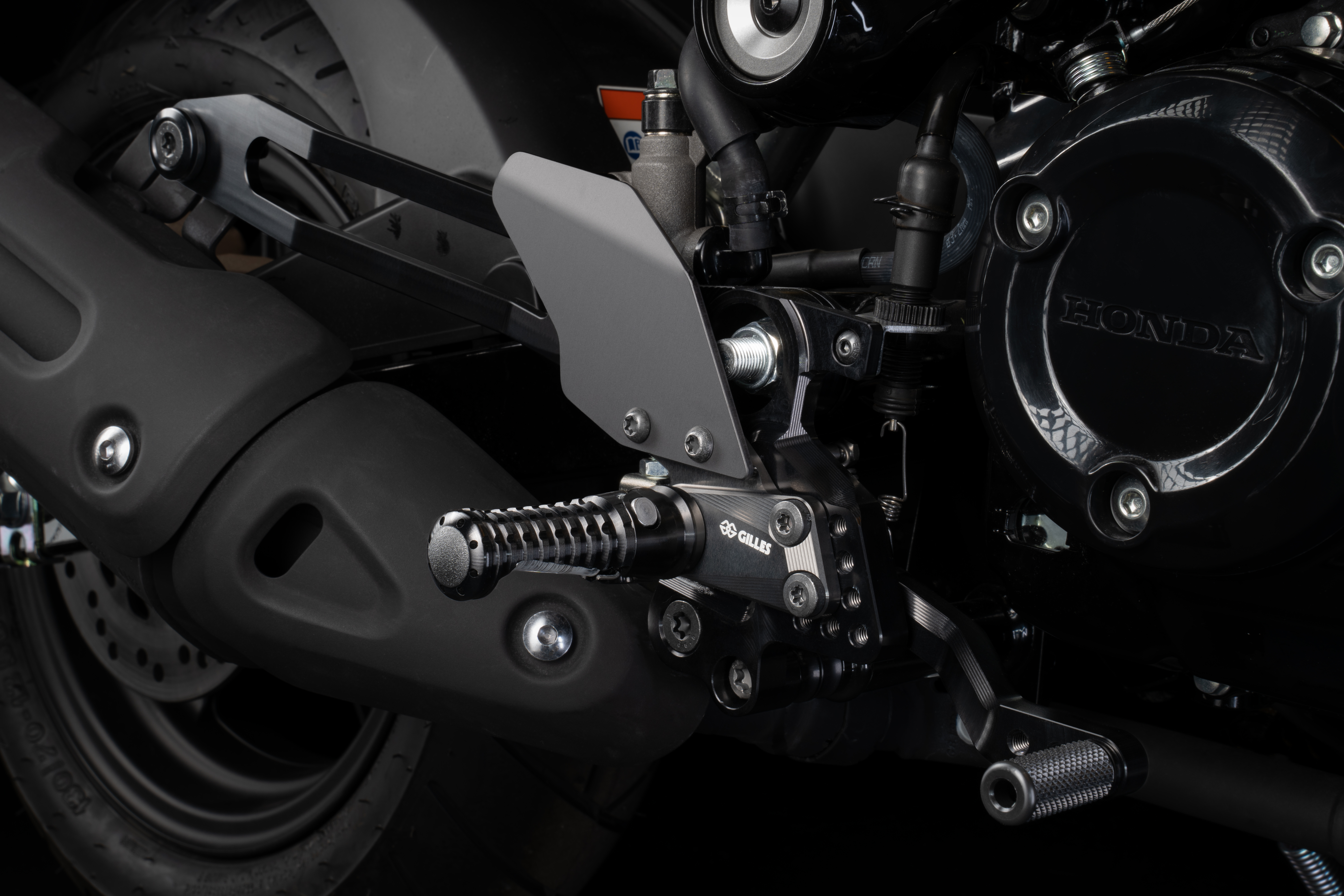 GILLES AS31GT3 footrest rearset, black, for Honda MSX125 Grom 2022-