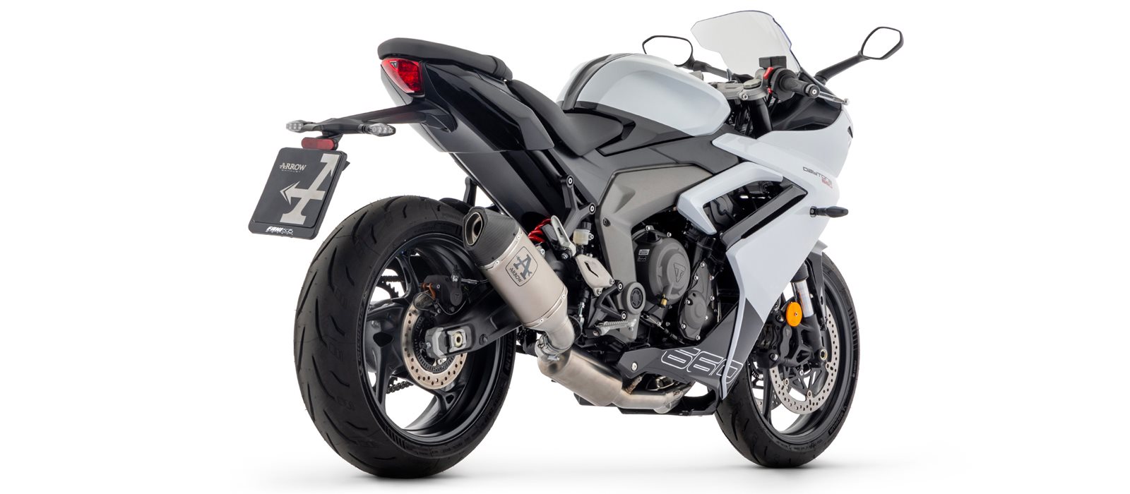 ARROW Racing Full System with VELOCE Titanium Silencer with Carbon End Cap for Triumph Daytona 660, 2024-