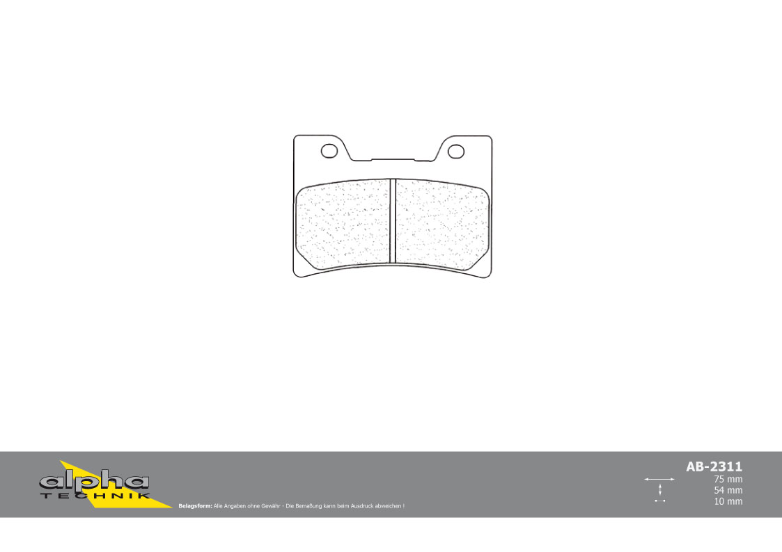 alpha Technik Brake Pads Road Use with ABE