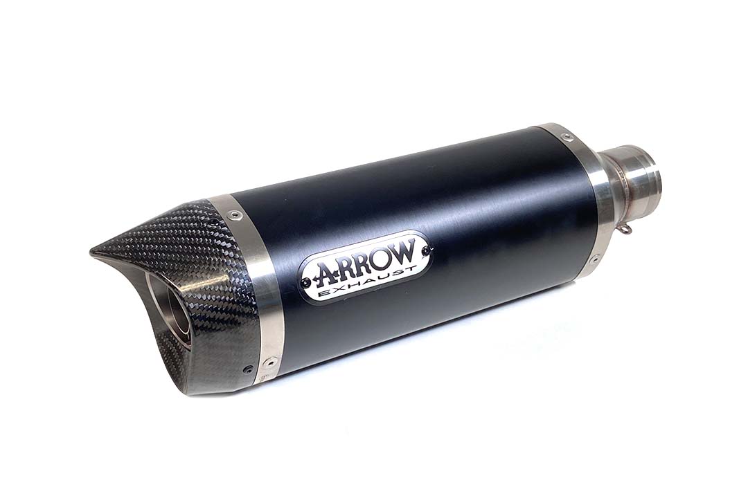 ARROW DARK THUNDER Exhaust for Yamaha MT07 / Tracer 700 2014-2020, Black Aluminium with Carbon End Cap (Only with ARROW Header)