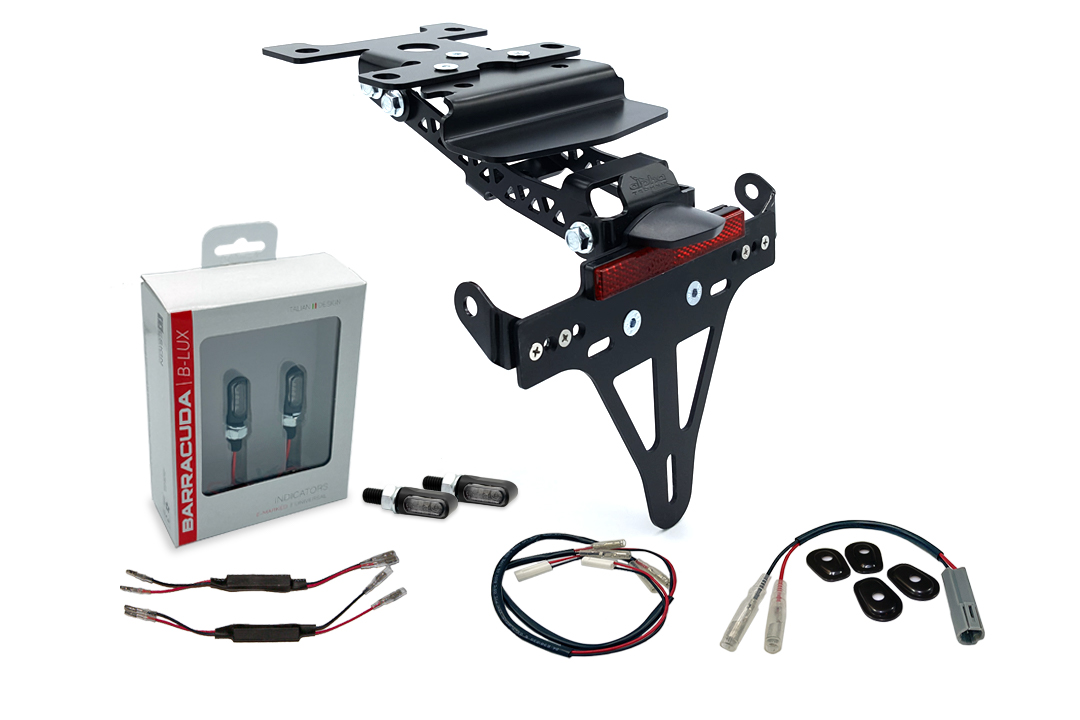 alpha Technik Number Plate Holder-flasher light, turn signal-Kit M-LED (fronte + rear) for Yamaha Tenere 700 from model year 2019 onwards