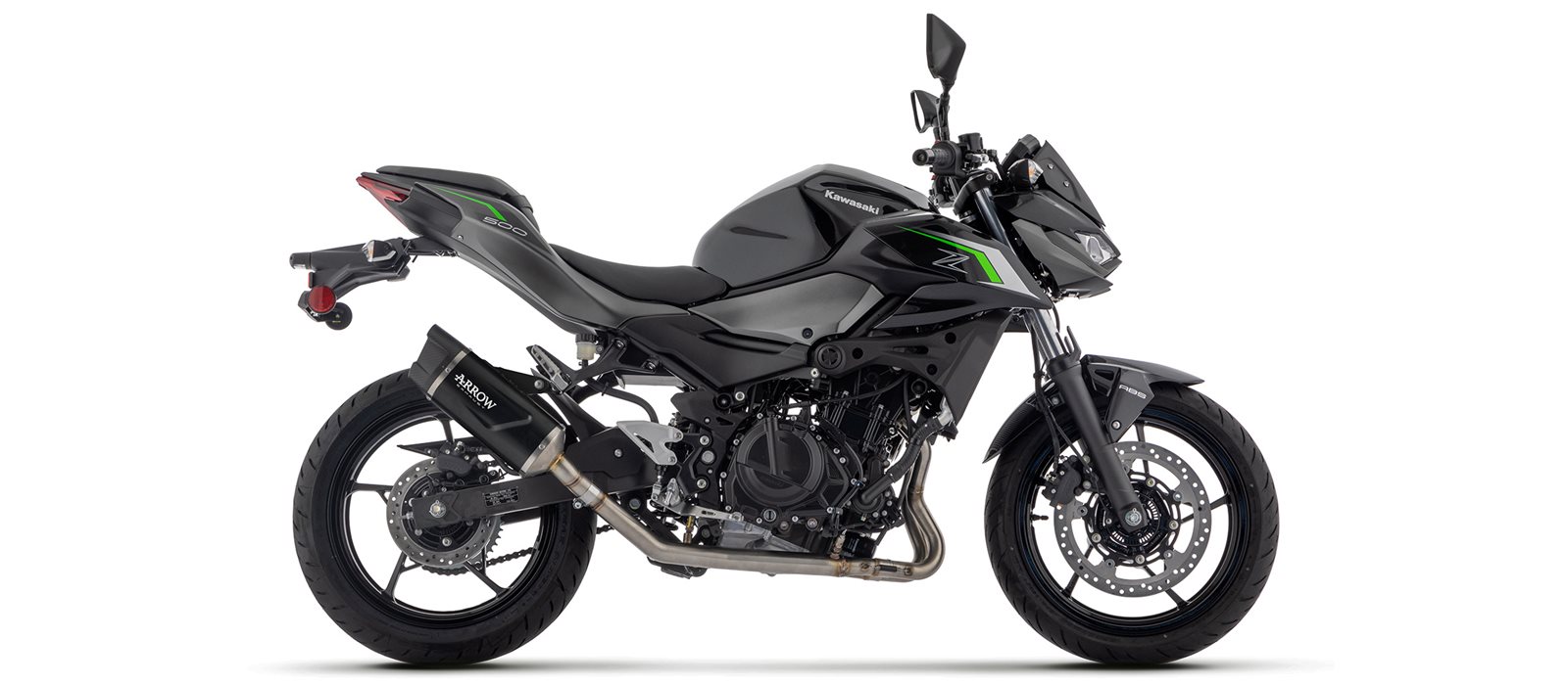 ARROW Exhaust INDY RACE EVO Black Aluminium for Kawasaki Z500, Ninja 500 Model Year 2024-