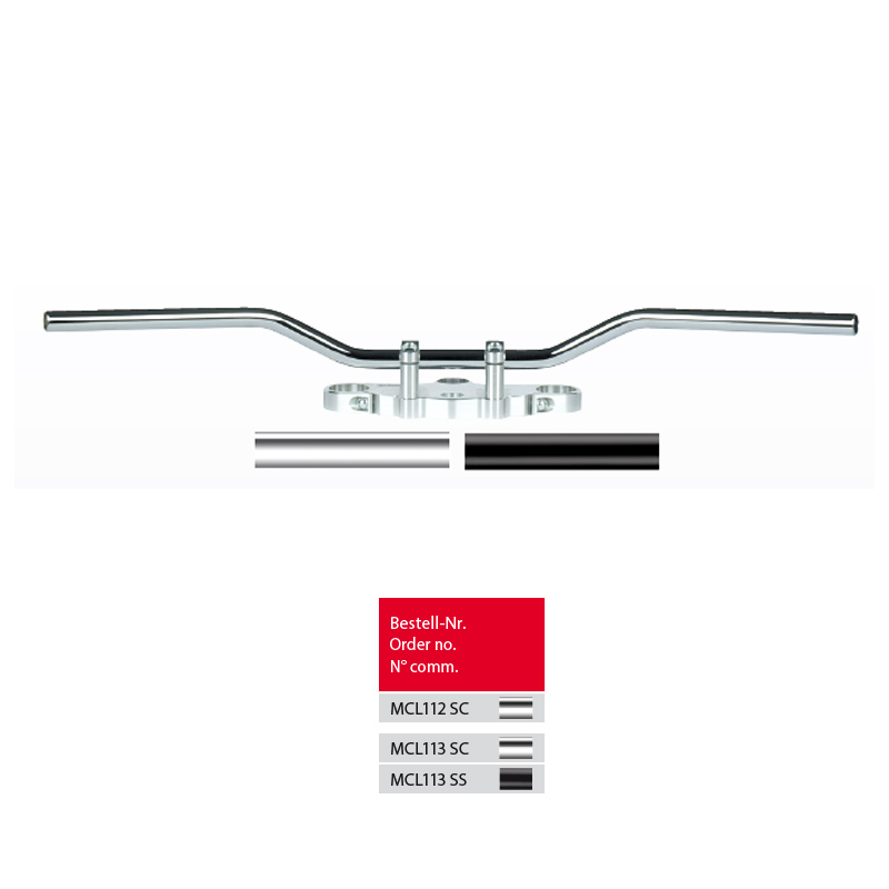 TRW Steel Handlebar Touring Low MCL113SC, chrome-plated