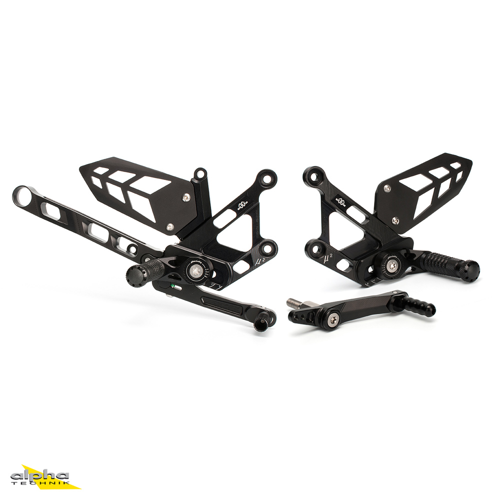 GILLES MUE2 footrest Rearset System for Yamaha MT-10 RN45 black from 2016 onwards