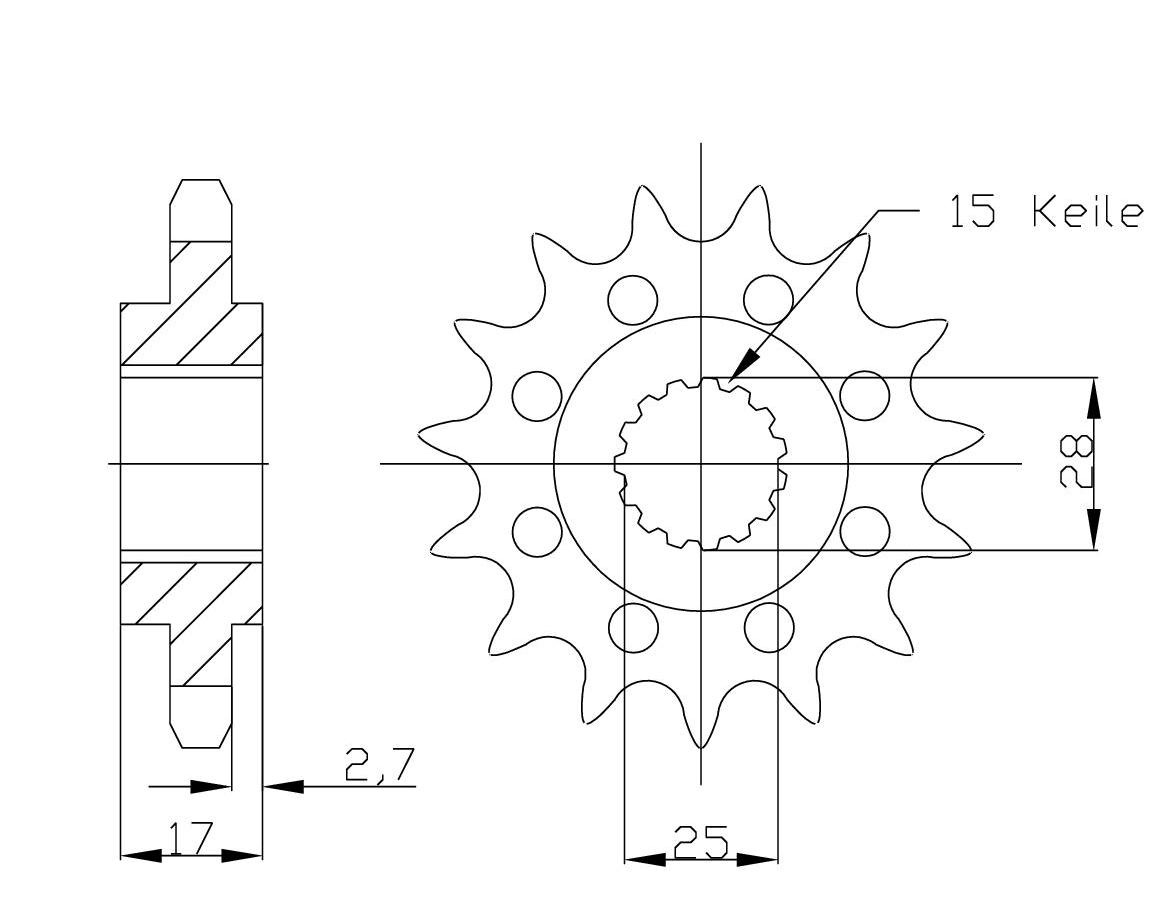 Sprocket, 14 teeth, pitch 520