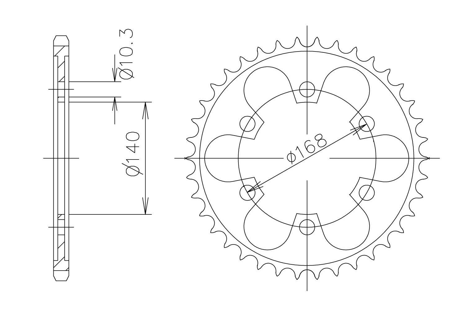 rear sprocket Steel, 47 Teeth, Pitch 525