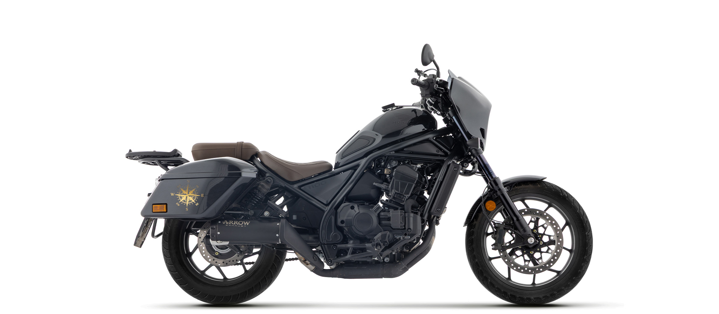ARROW REBEL DARK Slip-On Exhaust with Carbon End Cap for Honda CMX 1100 Rebel T, 2025-