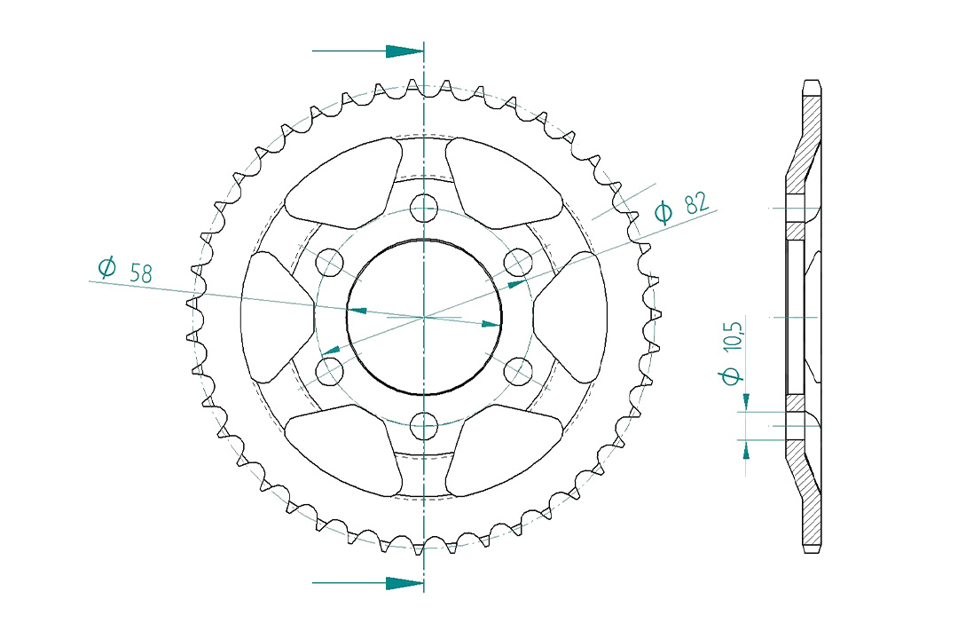 rear sprocket Steel, 43 teeth, Pitch 428