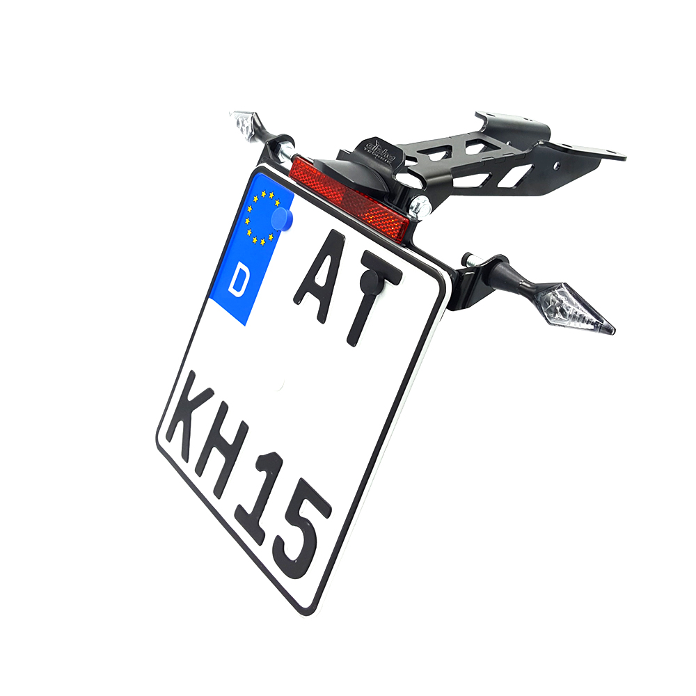 alpha Technik Kennzeichenhalter Edelstahl schwarz für Yamaha MT125 ab 2020-