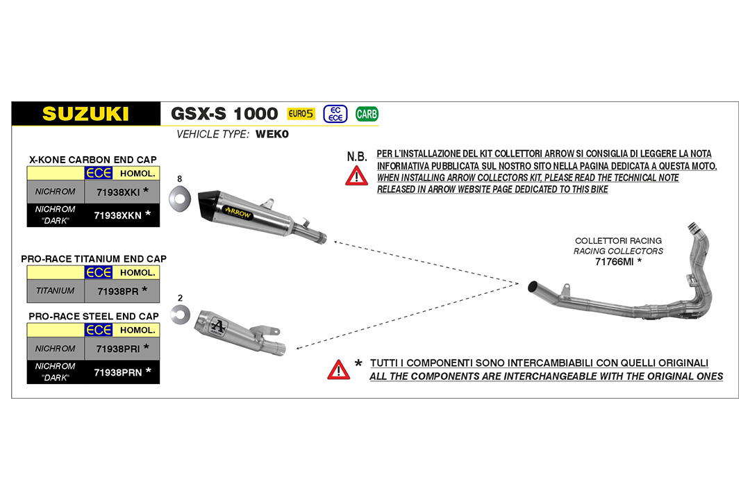ARROW X-KONE NiChrome Exhaust for Suzuki GSX-S1000 / GSX-S950 2021-; GSX-S1000GX 2024-