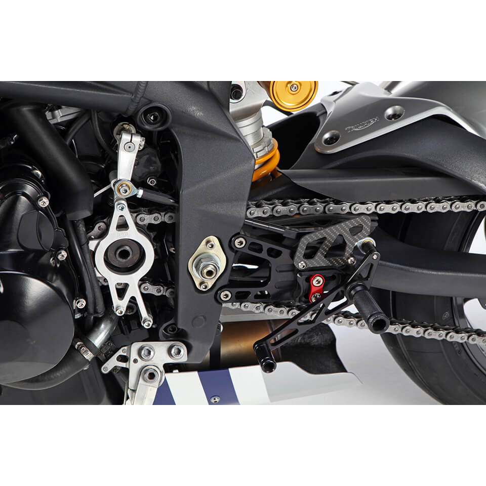 LSL 2Slide Footrest System for Triumph Daytona, Street Triple, 2006-2012, Black-Red