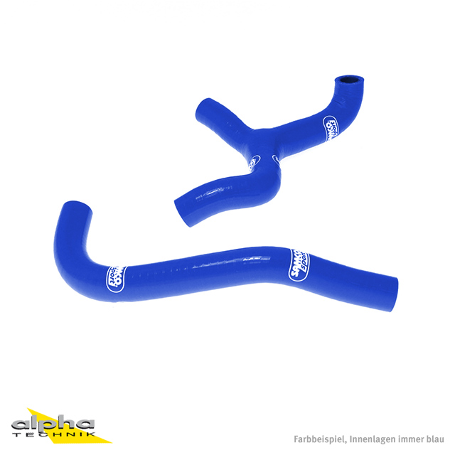 SAMCO SPORT Silicone Hose Kit Y-Piece - Race Design blue for KTM 65 SX Model Year 2009-2015