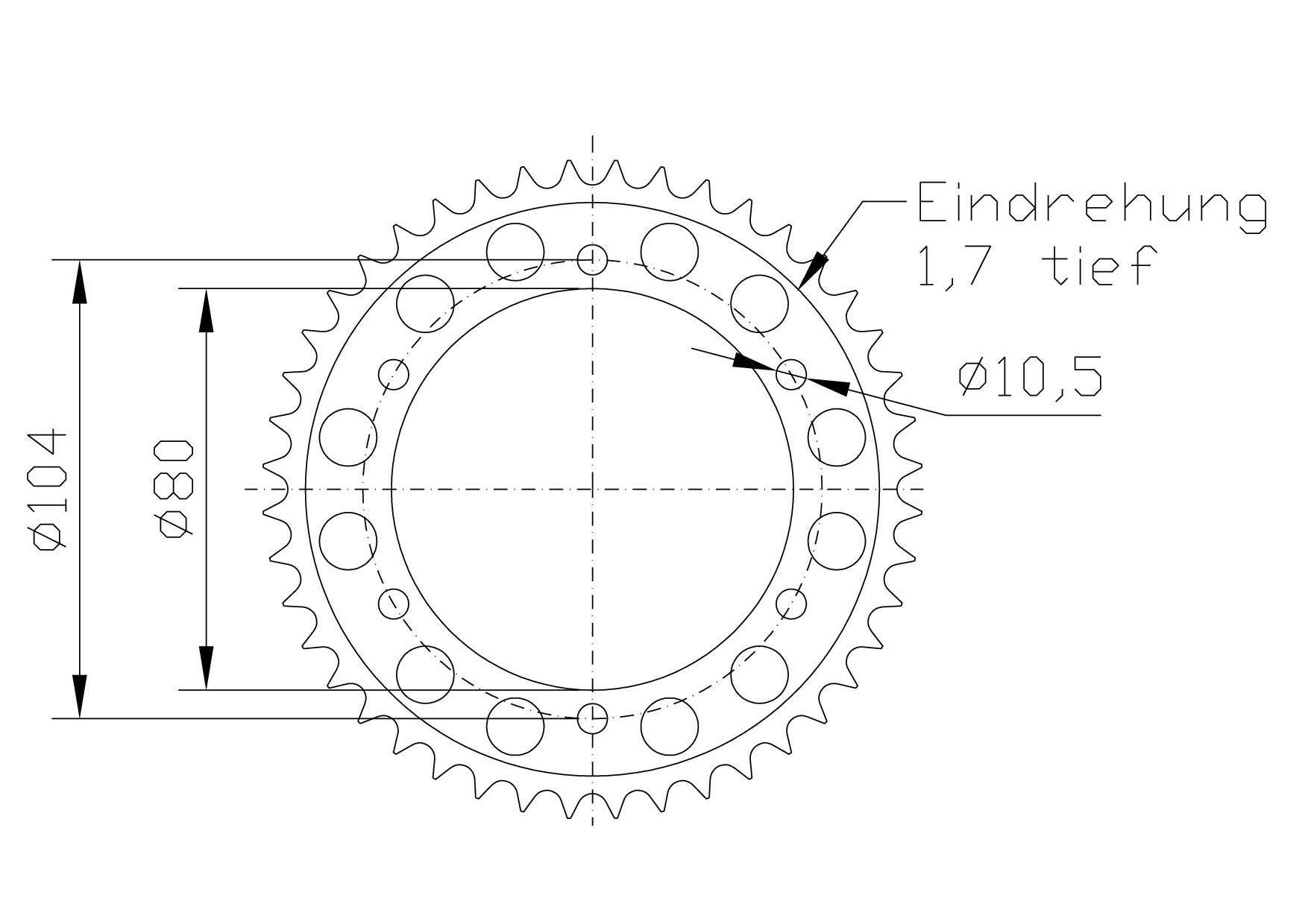rear sprocket Aluminium, KAWA, Z-43