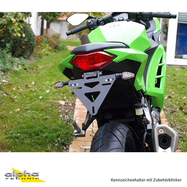 alpha Technik Licence Plate Holder for Kawasaki Ninja 300; Type EX300A; Model Year 2012-