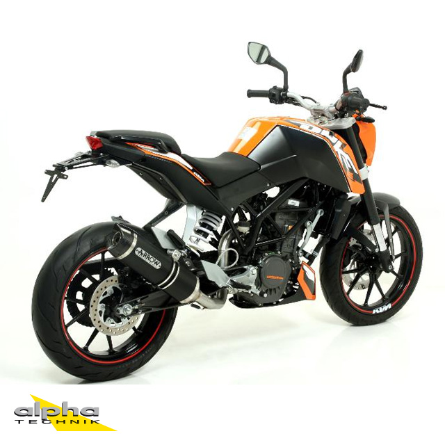 ARROW THUNDER Exhaust for KTM Duke 125 / Duke 200 2011-2016, black aluminium (Only with ARROW Link Pipe)