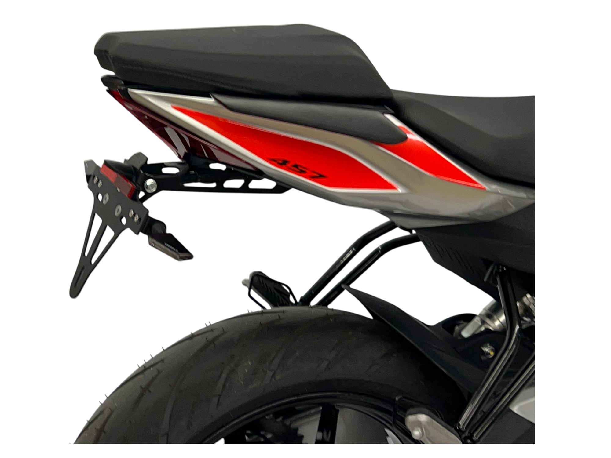 alpha Technik Number Plate Holder for Aprilia RS 457 / Tuono 457, Type XE, Model Year 2024 onwards.