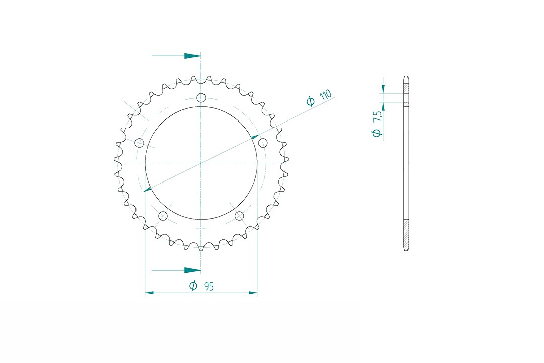 rear sprocket steel, 35 teeth, pitch 415