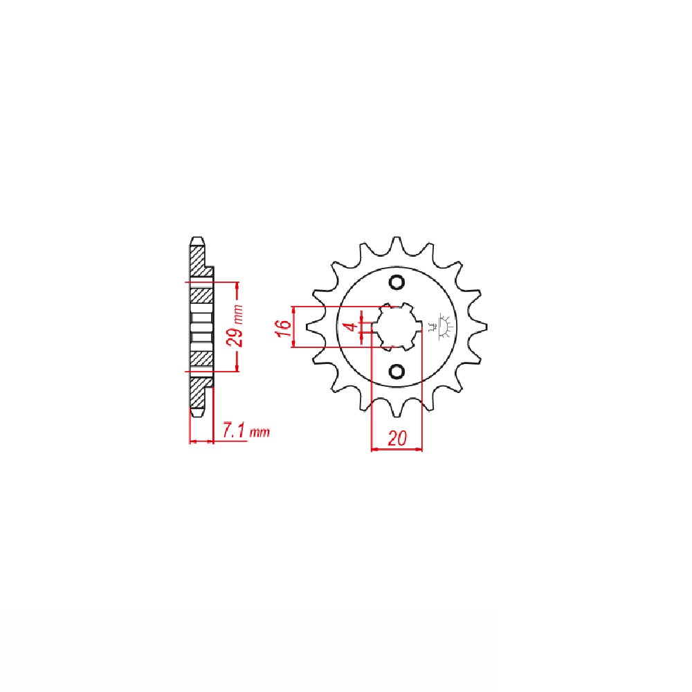 Front Sprocket, 15 Teeth, Pitch 520