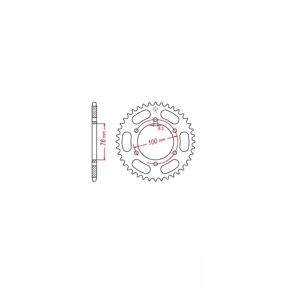 rear sprocket steel, 43 teeth, pitch 428