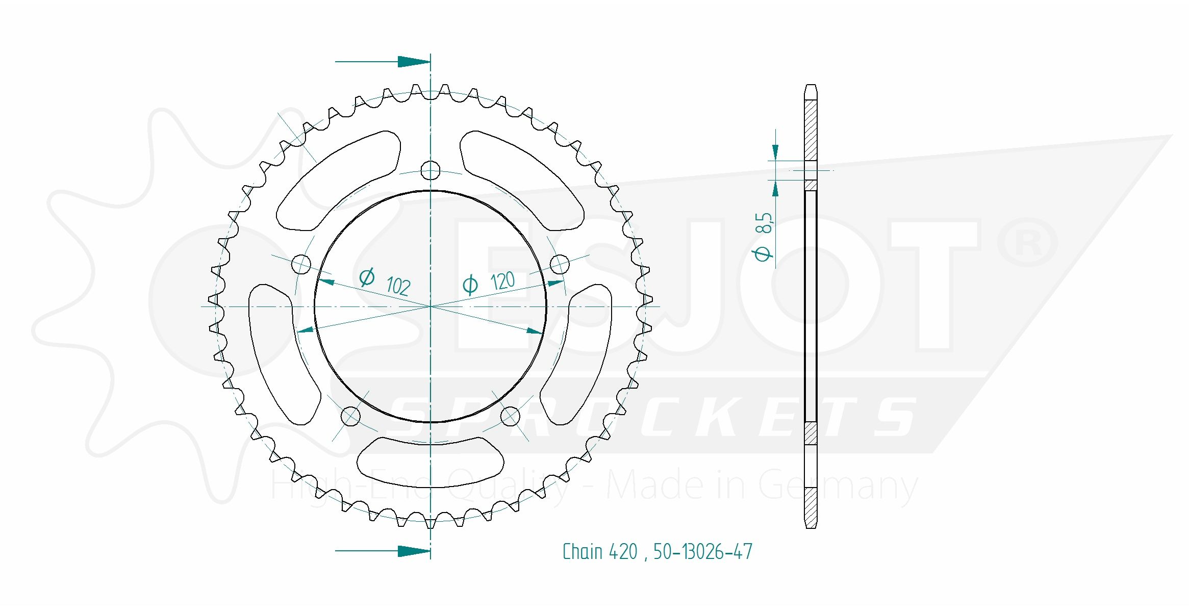 Esjot rear sprocket Z-47 Beta RR 125 Black
