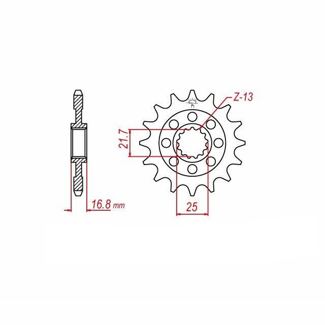 Rubber-damped sprocket, 17 teeth, pitch 520