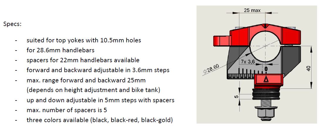 GILLES 2DGT adjustable handlebar clamps black
