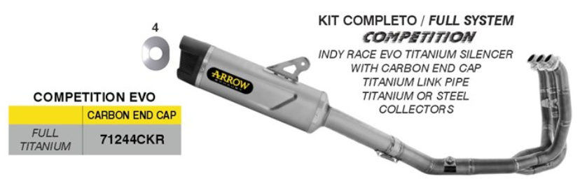 ARROW COMPETITION EVO Full System with Indy Race Silencer for Triumph Daytona 660 2024-
