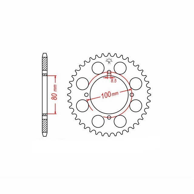 rear sprocket Steel, 45 Teeth, Pitch 520