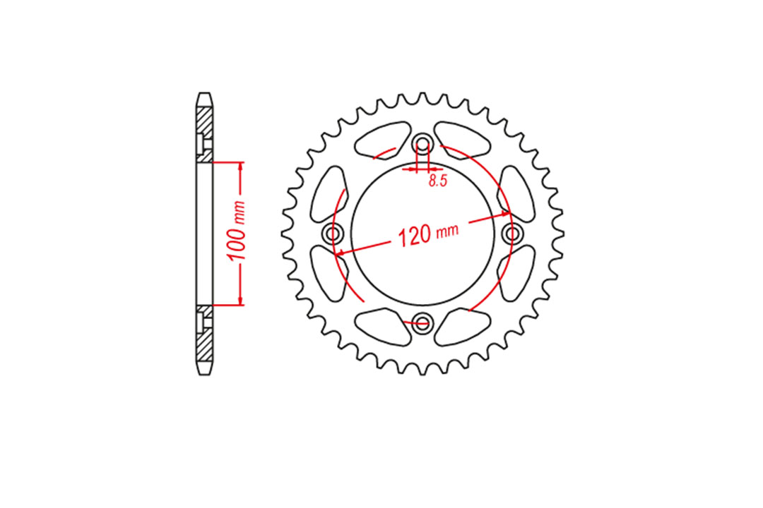 rear sprocket Steel, 50 Teeth, Pitch 420