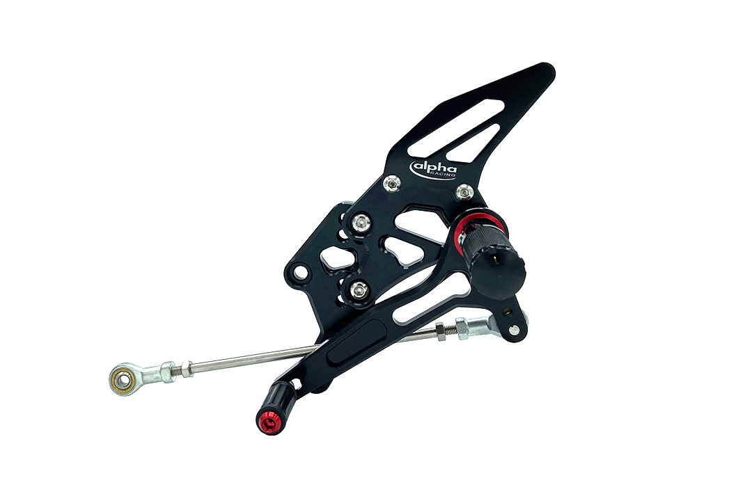 >TRACK< footrest system, black, Yamaha YZF-R3 / MT-03 from model year 2017 onwards