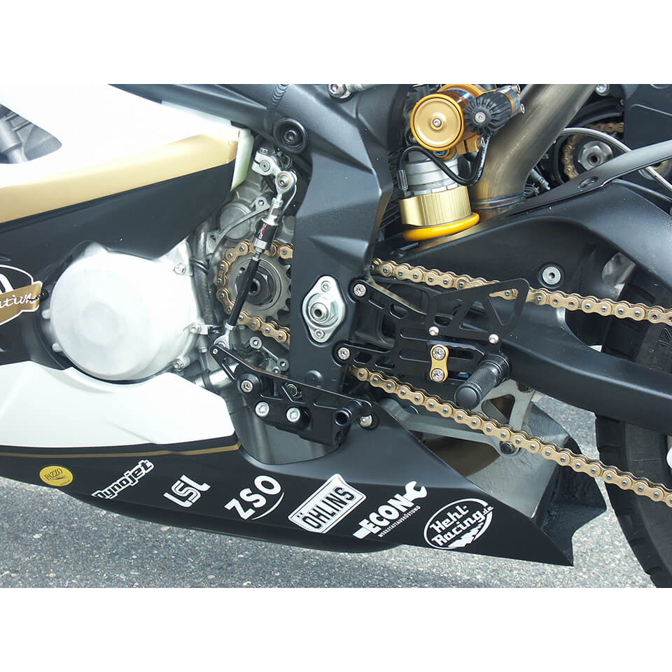 LSL 2Slide Rearset System for Triumph Daytona 675, 2006-2012, black-red, with Reverse Shift, Racing, without street approval