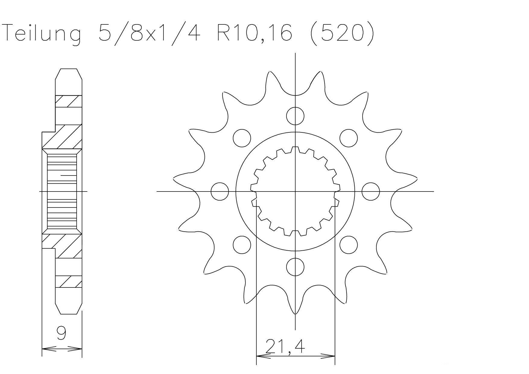 Sprocket, 16 teeth, pitch 520