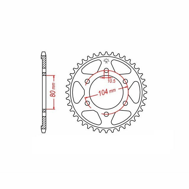 rear sprocket Steel, 43 Teeth, Pitch 525, Black