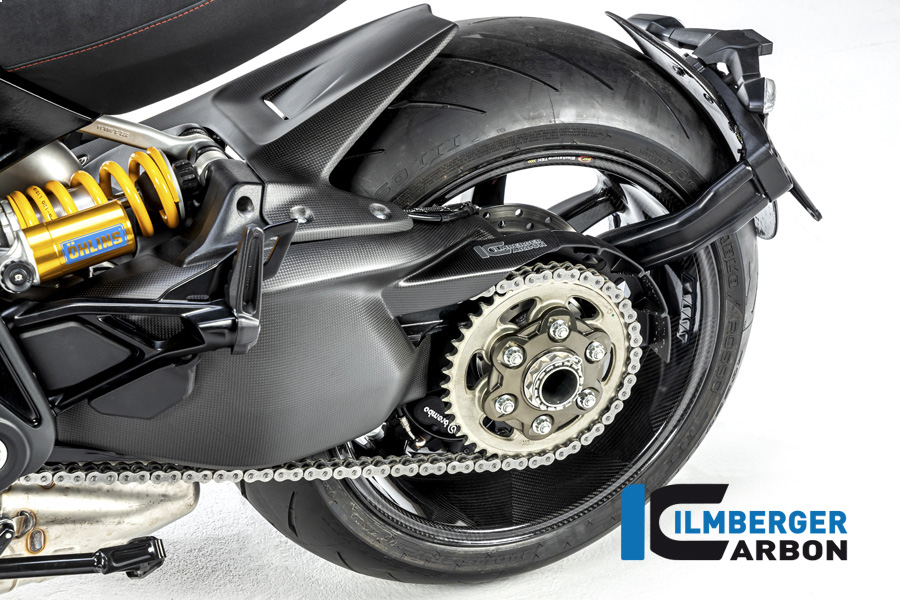 Ilmberger Carbon Swingarm Cover incl. chainguard upper, matt, Ducati Diavel 1260, 2019-