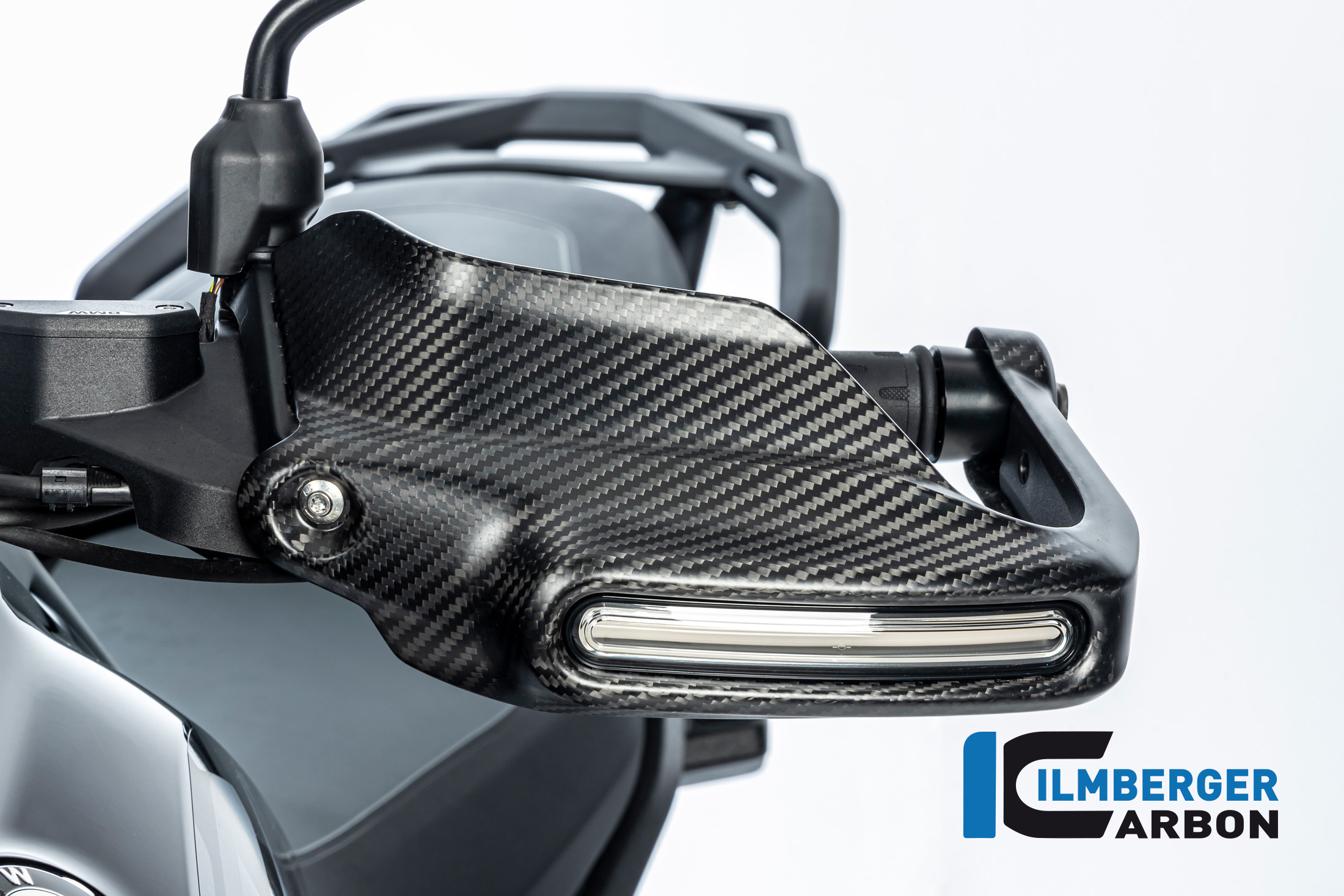 Ilmberger Carbon Large Hand Protector with flasher light, turn signal mount left side L/S, matt, BMW R1300GS 2023-