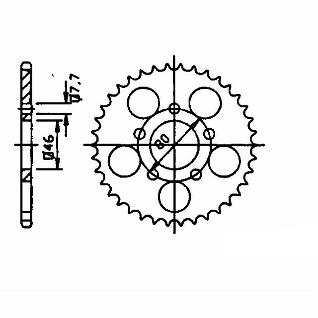 rear sprocket steel, 42 teeth, pitch 415