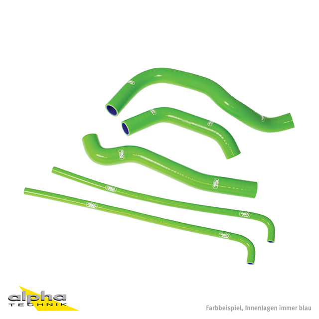SAMCO SPORT Silicone Hose Kit with Overflow, Green, for Kawasaki KLR650 Tengai Model Year 1987-2005