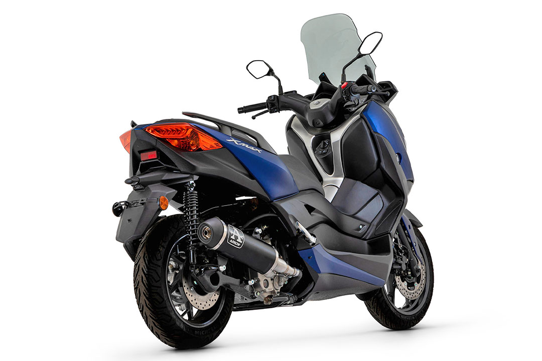 ARROW DARK URBAN Exhaust for Yamaha X-Max 300 and Tricity 300 from model year 2021-, Stainless Steel End Cap