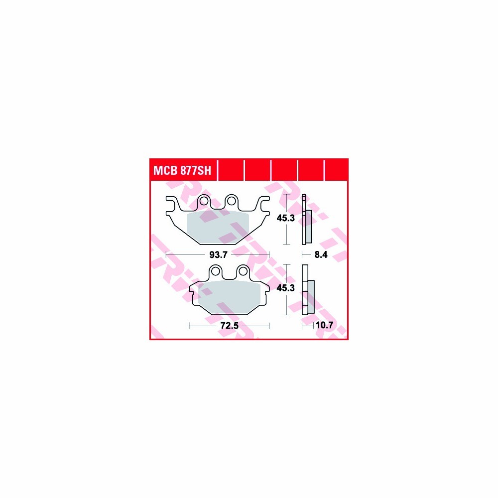 TRW Brake Pad Set Sinter Street MCB877SH Front