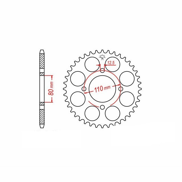 Steel rear sprocket, 38 Teeth, 630 Pitch