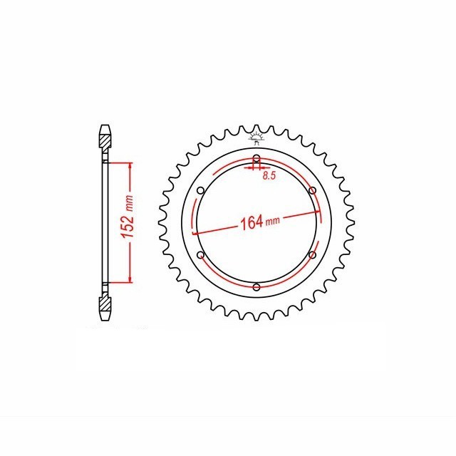 rear sprocket Steel, 42 Teeth, Pitch 530