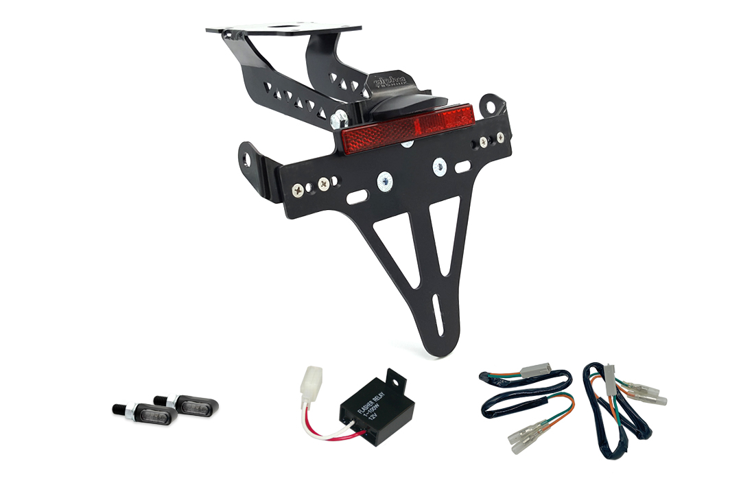 License Plate Holder-flasher light, turn signal-Kit M-LED for Kawasaki Z900 Model Year 2017-2019 (Rear)